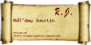 Ráday Jusztin névjegykártya